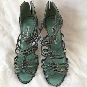 Manolo Blachnik Python Cage Sandals